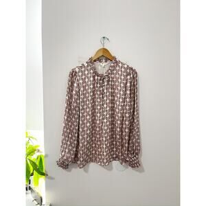 Autres Filles Pink Retro Print Long Sleeve Blouse Size XL